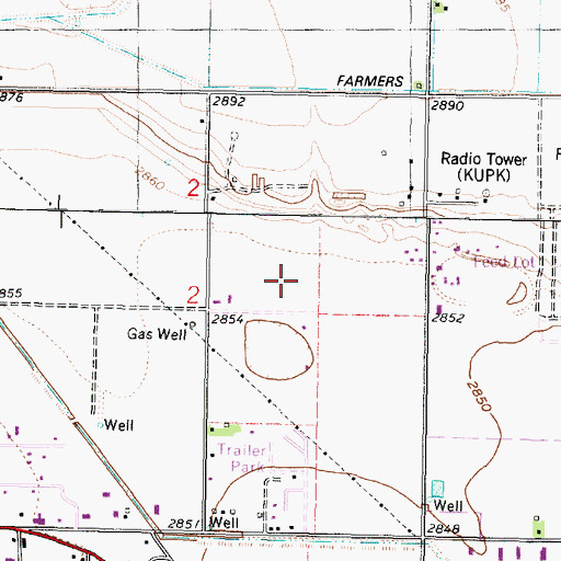 Topographic Map of KIUL-AM (Garden City), KS
