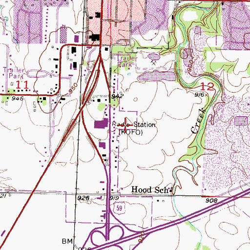 Topographic Map of KOFO-AM (Ottawa), KS