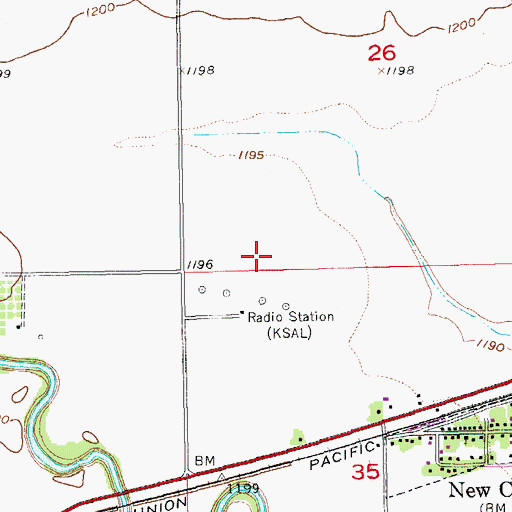 Topographic Map of KSAL-AM (Salina), KS