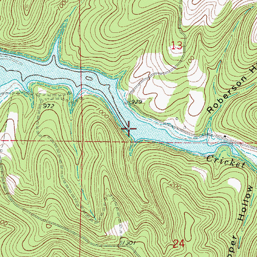 Topographic Map of Cricket Creek, AR