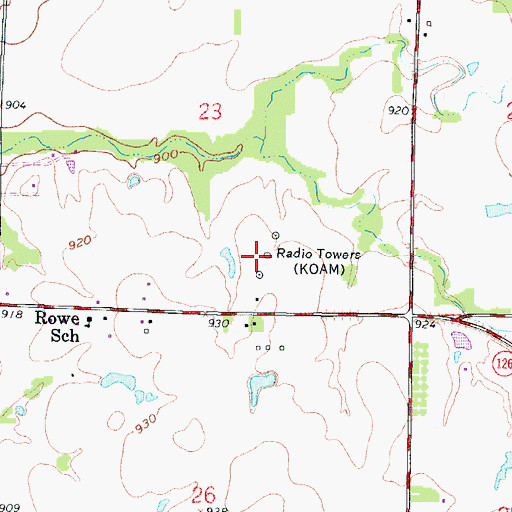 Topographic Map of KKOW-AM (Pittsburg), KS