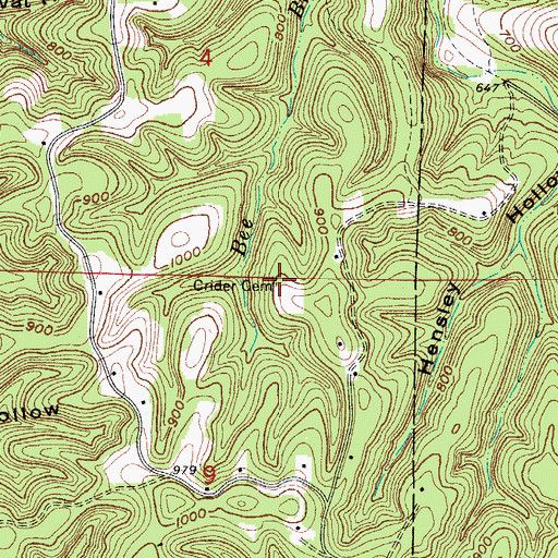 Topographic Map of Crider Cemetery, AR