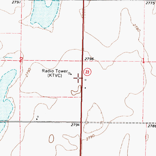 Topographic Map of KTVC-TV (Ensign), KS