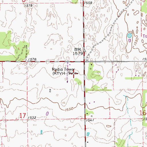 Topographic Map of KPTS-TV (Hutchinson), KS