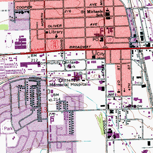Topographic Map of Crittenden Memorial Hospital, AR