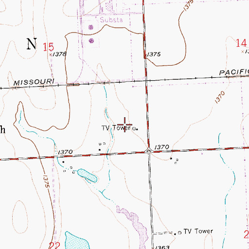Topographic Map of KAKE-TV (Wichita), KS