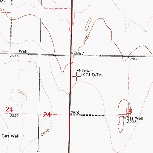 Topographic Map of KSNG-TV (Garden City), KS