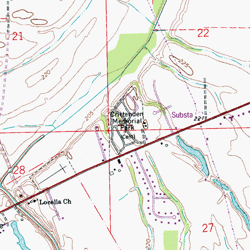 Topographic Map of Crittenden Memorial Park, AR