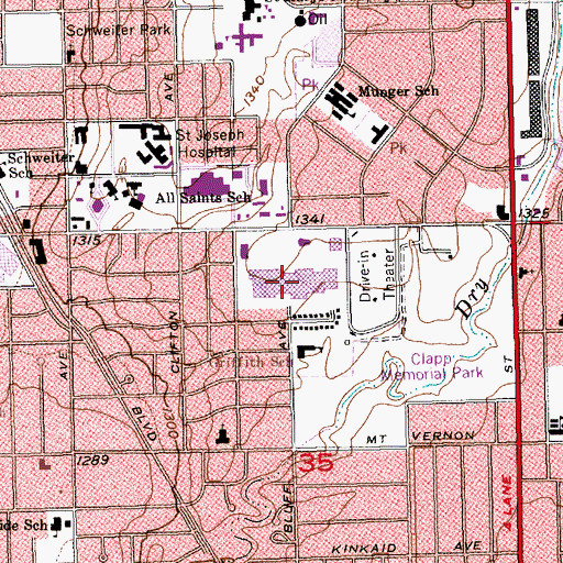Topographic Map of Wichita Mall, KS