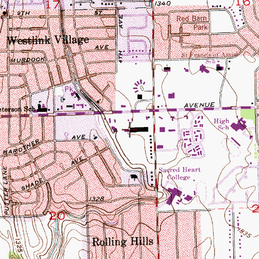 Topographic Map of Westlink Shopping Center, KS