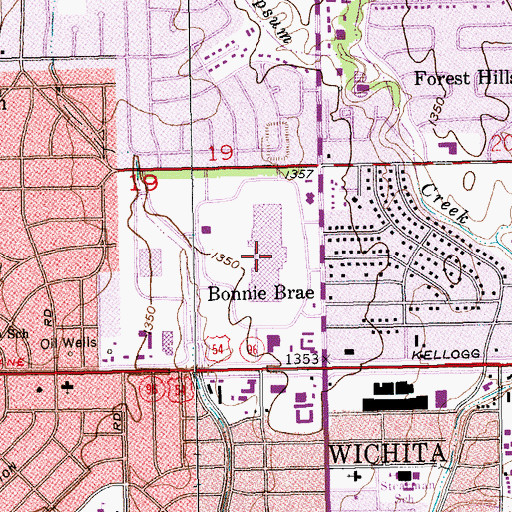 Topographic Map of Towne East Square, KS