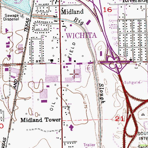 Topographic Map of South City Center, KS