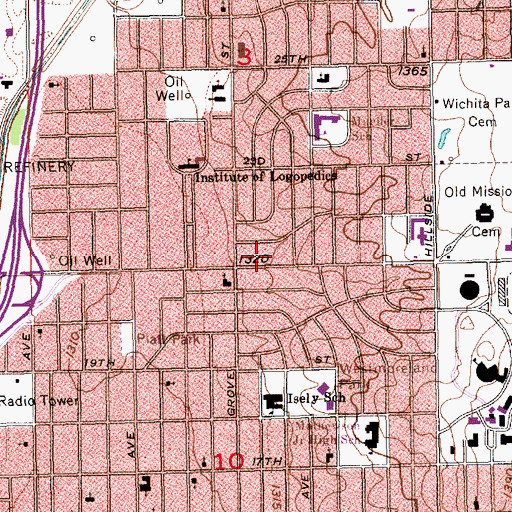 Topographic Map of Schrecks Plaza, KS