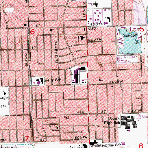 Topographic Map of Seneca Square Mall, KS