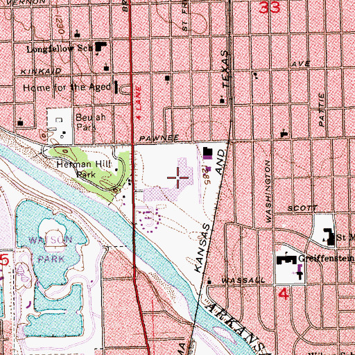 Topographic Map of Pawnee Plaza Mall, KS