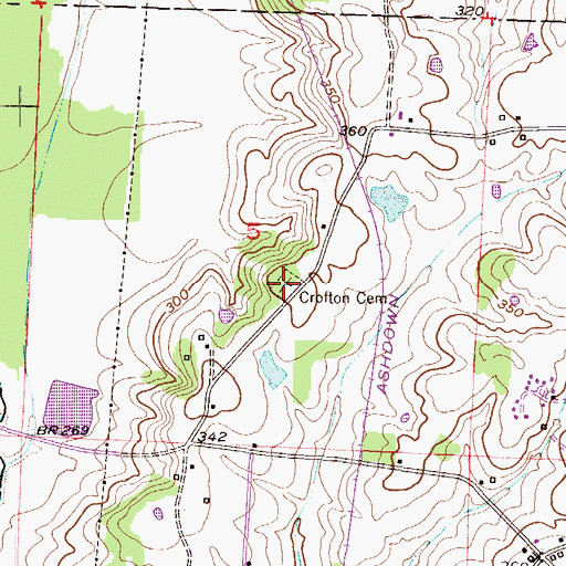 Topographic Map of Crofton Cemetery, AR