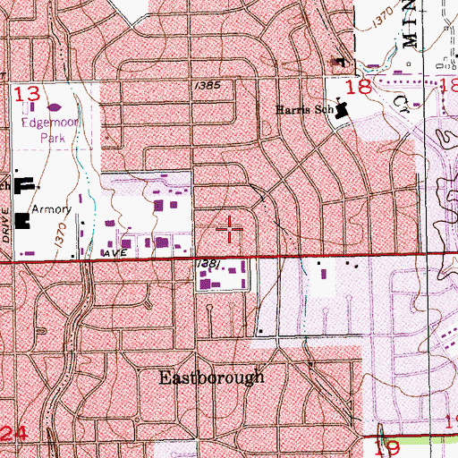 Topographic Map of Normandie Shopping Center, KS