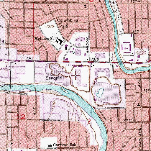 Topographic Map of Marina Lakes Shopping Center, KS