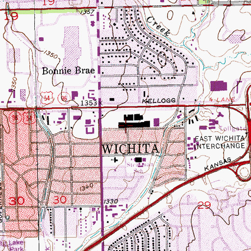 Topographic Map of Eastgate Shopping Center, KS
