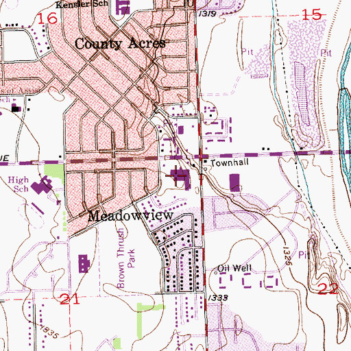 Topographic Map of Central Heights Shopping Mall, KS