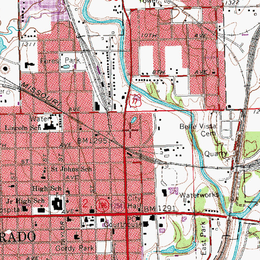Topographic Map of North Main Shopping Center, KS