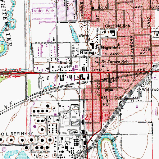 Topographic Map of Augusta Plaza, KS