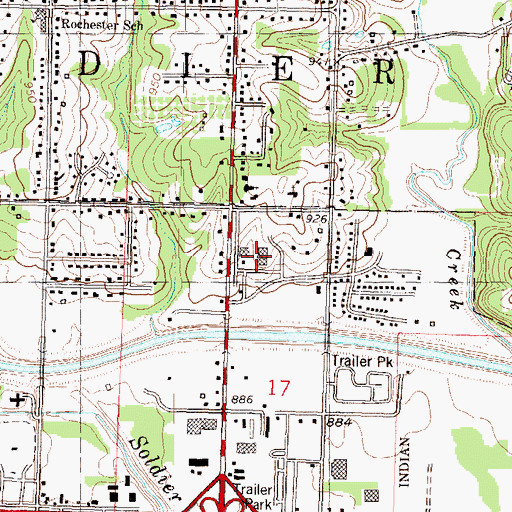 Topographic Map of Northland Shopping Center, KS