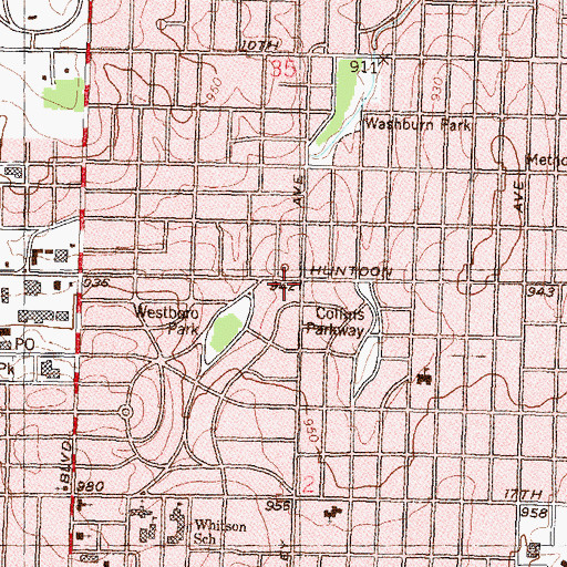 Topographic Map of Westboro Shopping Center, KS