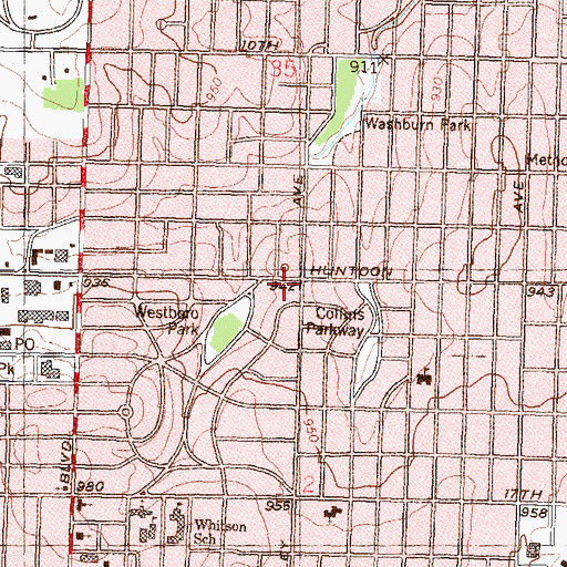 Topographic Map of Westboro Shopping Center, KS