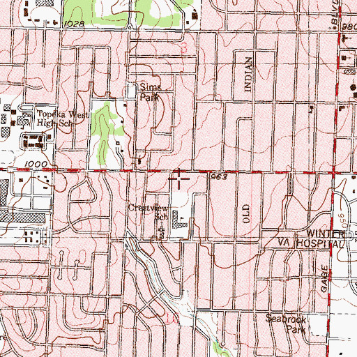 Topographic Map of University Village Mall, KS