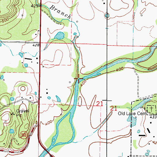 Topographic Map of Crooked Branch, AR