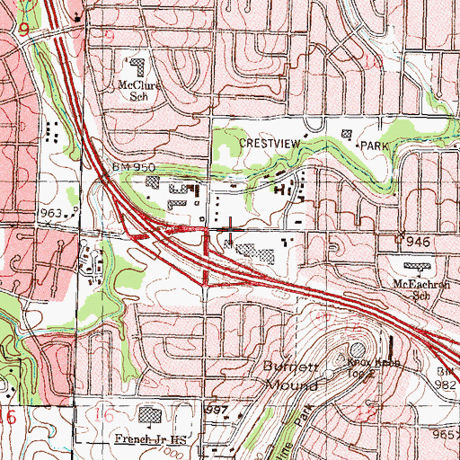 Topographic Map of Southwest Village, KS