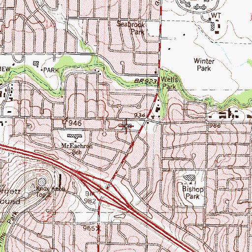 Topographic Map of Market Place Shopping Center, KS