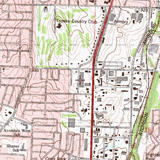 Topographic Map of Holliday Square Shopping Center, KS