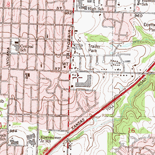Topographic Map of Highland Village, KS