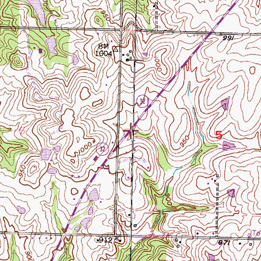 Topographic Map of Hillsdale Shopping Center, KS