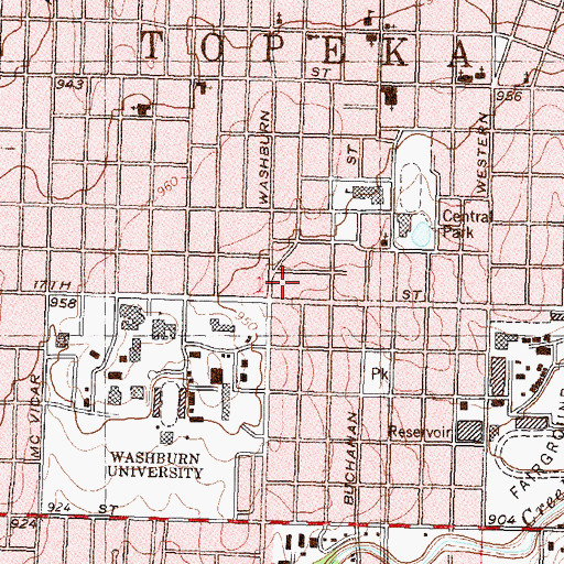 Topographic Map of Campus Shopping Center, KS