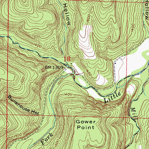 Topographic Map of Crooked Branch, AR