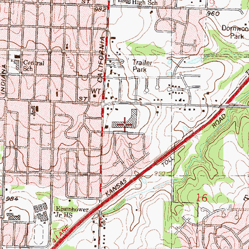 Topographic Map of California Acres Shopping Center, KS