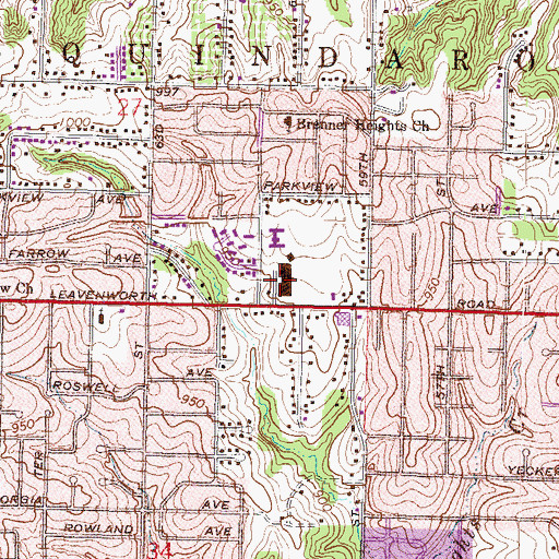 Topographic Map of Sunset Plaza Shopping Center, KS