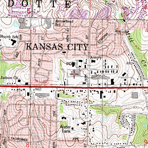 Topographic Map of Center '75', KS