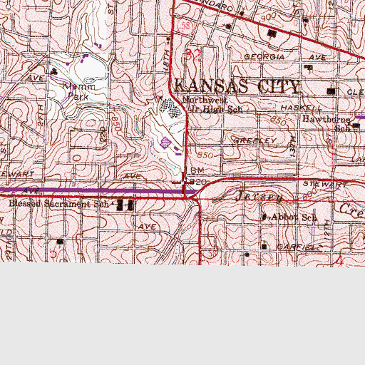 Topographic Map of Chelsea Shopping Center, KS