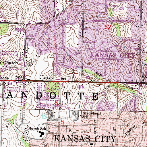 Topographic Map of Arrowhead Shopping Center, KS