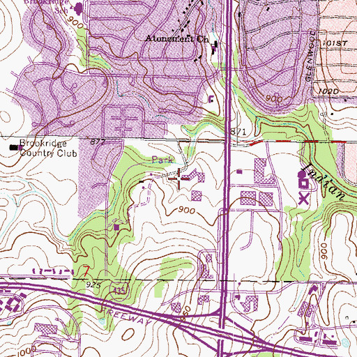 Topographic Map of Wycliff West Shopping Center, KS