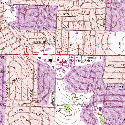 Topographic Map of Valley View Shopping Center, KS