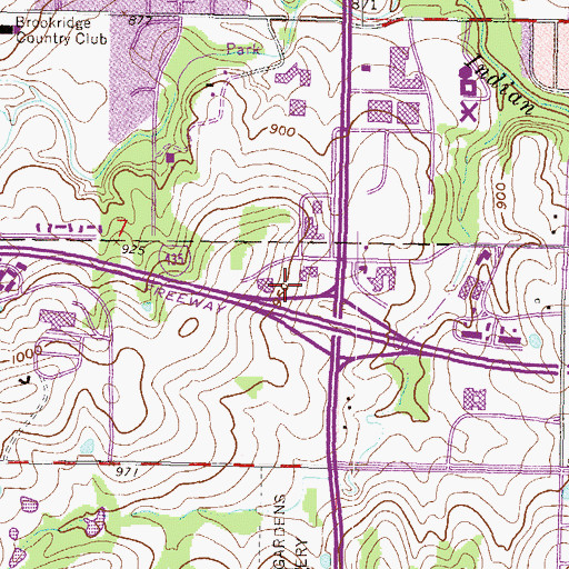 Topographic Map of Overland Station Shops, KS