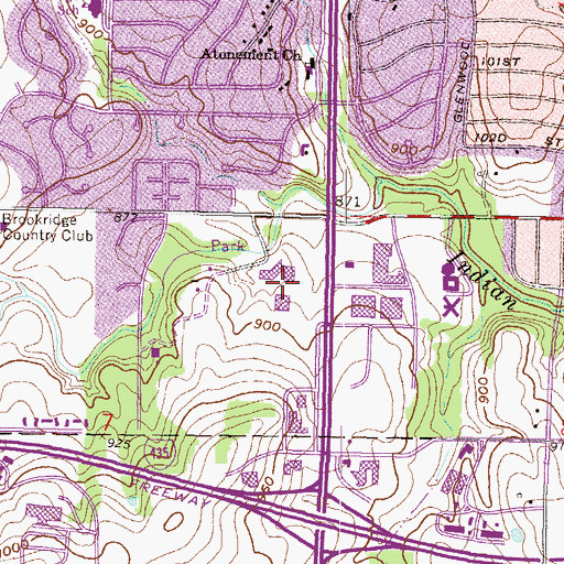 Topographic Map of Indian Creek Shopping Center, KS