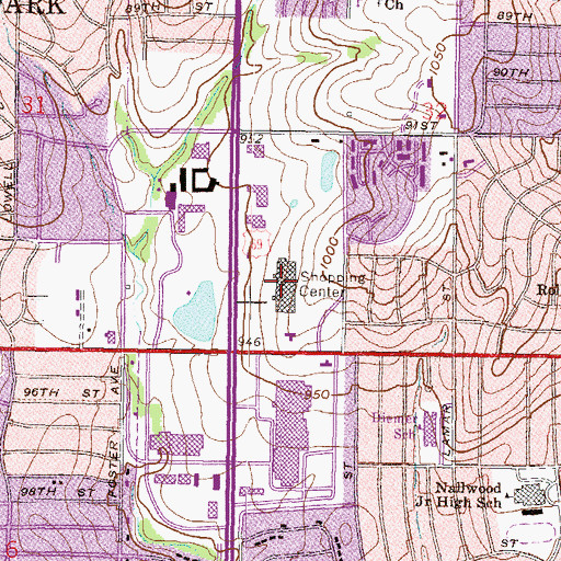 Topographic Map of Glenwood Mall, KS