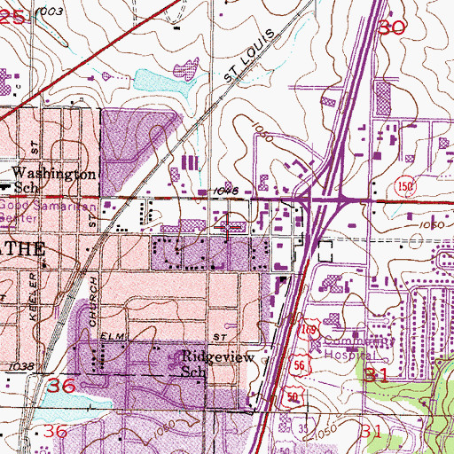 Topographic Map of Twin Trails Shopping Center, KS