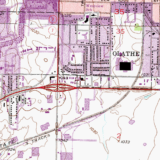 Topographic Map of Gibson Shopping Center, KS